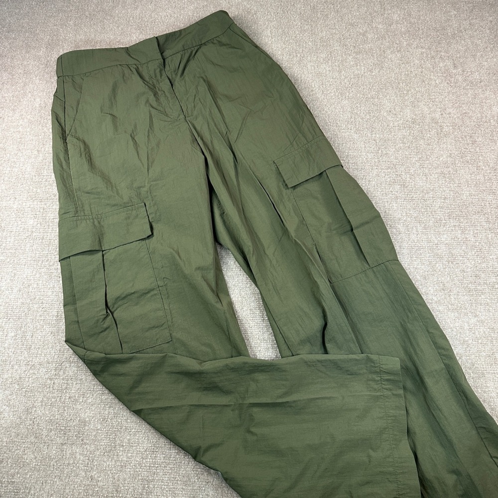 NIA Olive Green Cargo Pants Wide Leg Utility Trousers Womens Medium